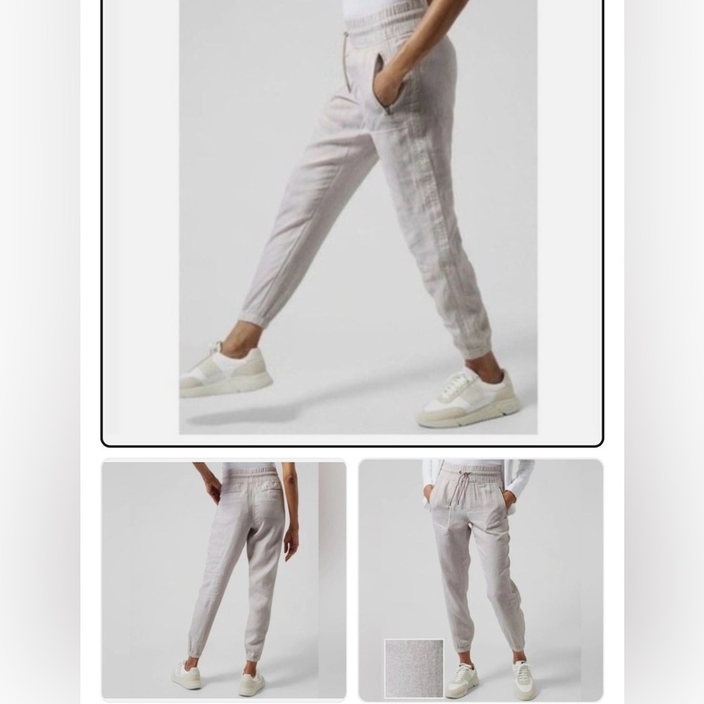 Athleta Women’s Cabo 100% Linen Cream Jogger Sz 14